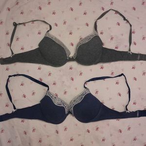 Grey and Blue Lace Lined Bras